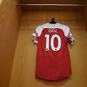 Mesut Ozil's Arsenal Shirt in the Changing Room before Arsenal v Crystal Palace Match