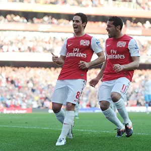 Mikel Arteta and Andre Santos Celebrate Arsenal's Third Goal Against Aston Villa (2011-12)
