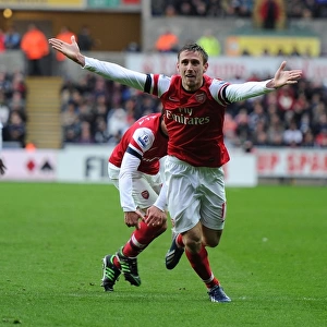 Nacho Monreal Scores First Goal: Swansea City vs. Arsenal, Premier League 2012-13