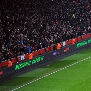 Nike ad boards. Arsenal 5: 1 West Ham United. Barclays Premier League. Emirates Stadium, 23 / 1 / 13