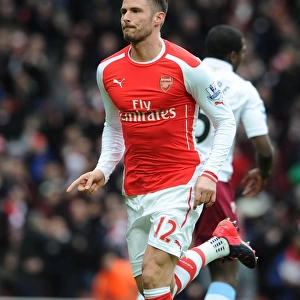 Olivier Giroud's Goal Celebration: Arsenal vs. Aston Villa, Premier League 2014-15