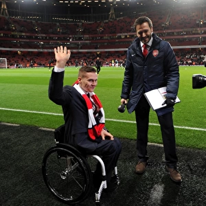Paralympian David Weir is interviewed before the match. Arsenal 2: 2 Liverpool. Barclays
