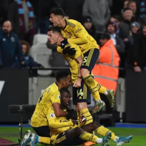 Pepe and Aubameyang Celebrate Arsenal's Winning Goals Against West Ham United (2019-20)