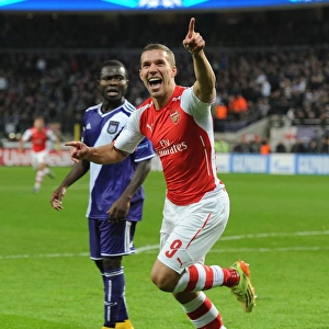 Podolski Scores Arsenal's Second Goal in UEFA Champions League Match against RSC Anderlecht (2014-15)
