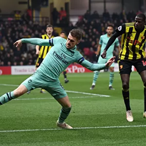 Ramsey vs. Doucoure: Intense Battle between Arsenal's Ramsey and Watford's Doucoure in the Premier League