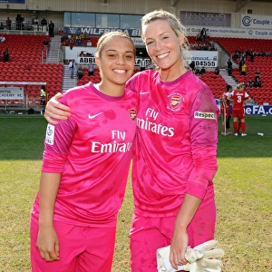 Rebecca Spencer and Emma Byrne (Arsenal). Arsenal Ladies 3: 0 Bristol Academy. Womens FA Cup Final