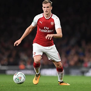Rob Holding (Arsenal). Arsenal 1: 0 Doncaster. The Carabao Cup. 3rd Round. Emirates Stadium