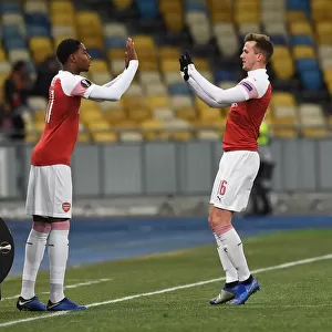 Rob Holding and Zech Medley: A Moment of Camaraderie in Arsenal's UEFA Europa League Match against Vorskla Poltava