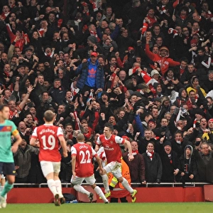 Robin van Persie celebrates scoring the 1st Arsenal goal. Arsenal 2: 1 Barcelona