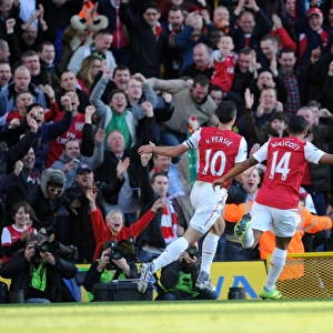 Robin van Persie and Theo Walcott Celebrate Arsenal's Goals vs Norwich City, Premier League 2011-12