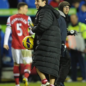 Santi Cazorla (Arsenal) with his hat trick ball. Reading 2: 5 Arsenal. Barclays Premier League