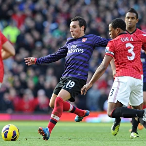 Santi Cazorla (Arsenal) Patrice Evra (Man Utd). Manchester United 2: 1 Arsenal. Barclays