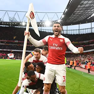 Sead Kolasinac Celebrates Arsenal's Third Goal Against Tottenham Hotspur (2018-19)