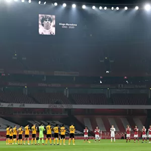 Solemn Tribute: Arsenal vs. Wolverhampton Wanderers - A Empty Emirates Stadium Honors Diego Maradona, Premier League 2020-21