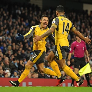Theo Walcott and Alexis Sanchez Celebrate Goal: Manchester City vs Arsenal, 2016-17 Premier League