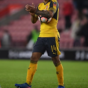 Theo Walcott with the FA Cup Winning Matchball: Southampton vs. Arsenal, FA Cup Fourth Round 2016-17