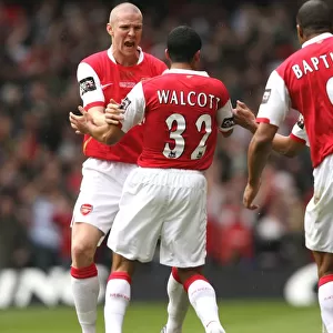 Theo Walcott's Double Celebration: Arsenal's Goal Against Chelsea in The Carling Cup Final (2007) with Philippe Senderos and Julio Baptista