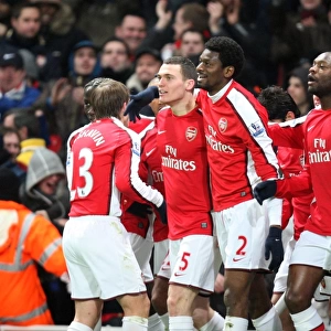 Thomas Vermaelen and Abou Diaby: Arsenal's Unstoppable Duo Celebrates Third Goal Against Bolton Wanderers (4:2)