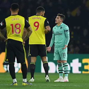 Torreira and Deeney: Heated Moment After Red Card in Watford vs Arsenal Premier League Clash (2018-19)