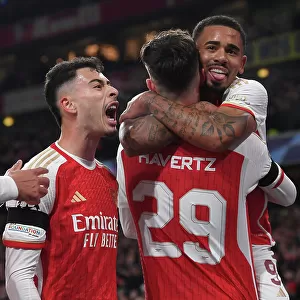 Triumphant Arsenal Trio: Havertz, Jesus, Martinelli Celebrate First Goals in Champions League Victory (2023-24)