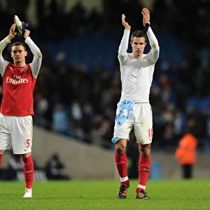 Victory Salute: Van Persie and Vermaelen Celebrate Arsenal's Win at Manchester City, 2011-12