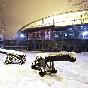 Winter's Battle: Arsenal's Emirates Stadium Transformed in Snow vs. Blackburn Rovers