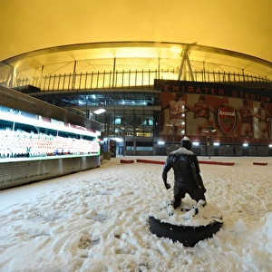 Winter's Embrace: Arsenal's Emirates Stadium Transformed in Snow