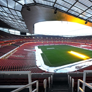 Winter's Embrace at Emirates: Arsenal's Snow-Covered Stadium, London, 2010