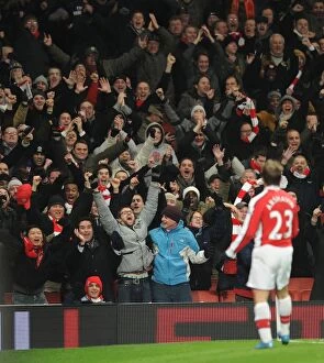 Arsenal fans celebrate the 4th goal score by Andrey Arshavin. Arsenal 4