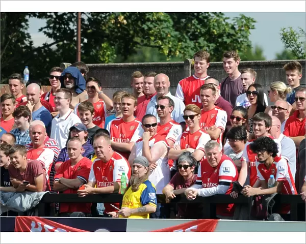Arsenal fans. Boreham Wood 0: 2 Arsenal. Pre Season Friendly. Meadow Park. Borehamwood