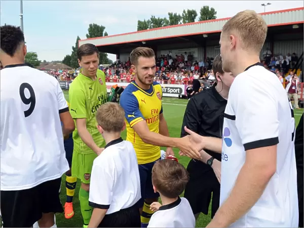 Aaron Ramsey Shakes Hands with Josh Hill: Boreham Wood vs Arsenal Pre-Season Friendly