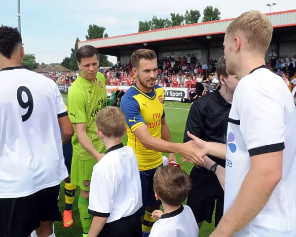 Aaron Ramsey Shakes Hands with Josh Hill: Boreham Wood vs Arsenal Pre-Season Friendly