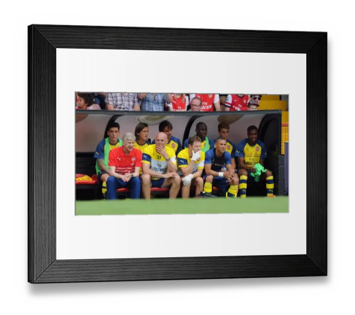 Framed Print : Arsene Wenger the Arsenal Manager and Steve Bould the Assistant Manager in the dug out