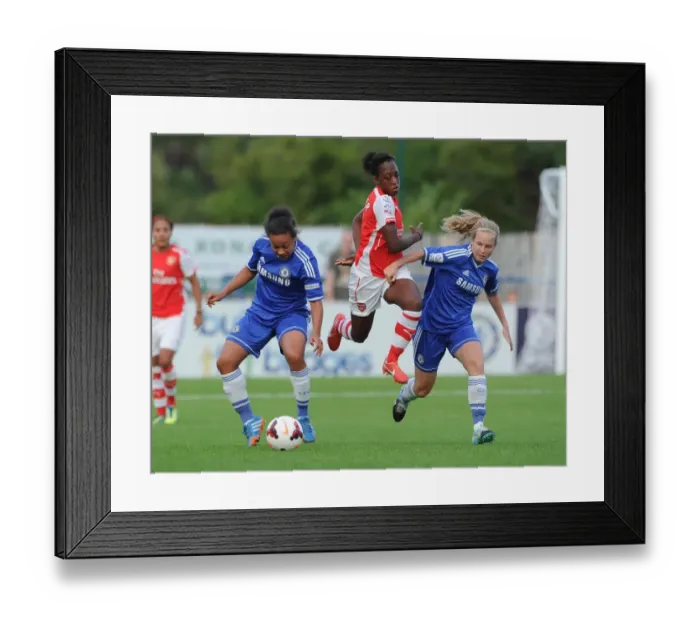 Framed Print : Danielle Carter Breaks Past Defenders Drew Spence and Anne Meiwald in Chelsea vs. Arsenal WSL Clash