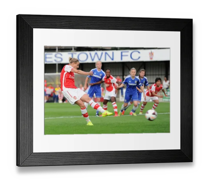Framed Print : Kelly Smith Scores Penalty Goal: Chelsea Ladies vs. Arsenal Ladies, WSL (Women's Super League), 2014