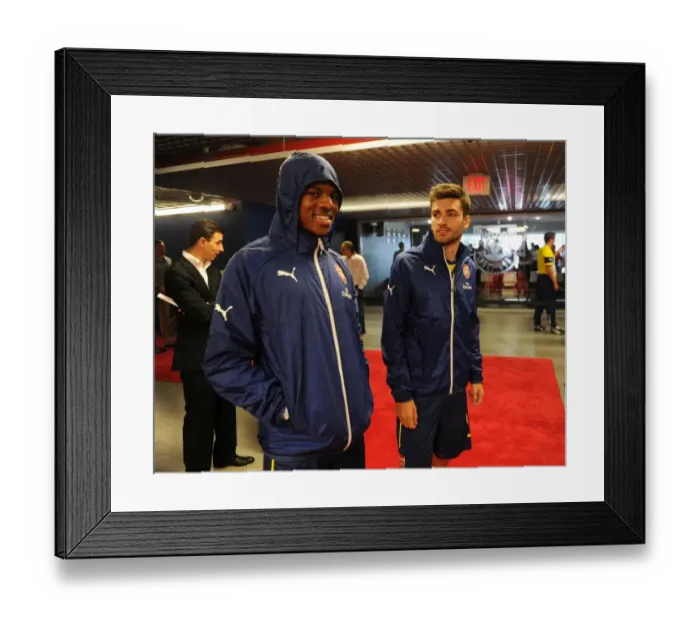 Framed Print : Arsenal Players Chuba Akpom and Jon Toral Prepare for New York Red Bulls Friendly Framed Print : Arsenal Players Chuba Akpom and Jon Toral Prepare for New York Red Bulls Friendly