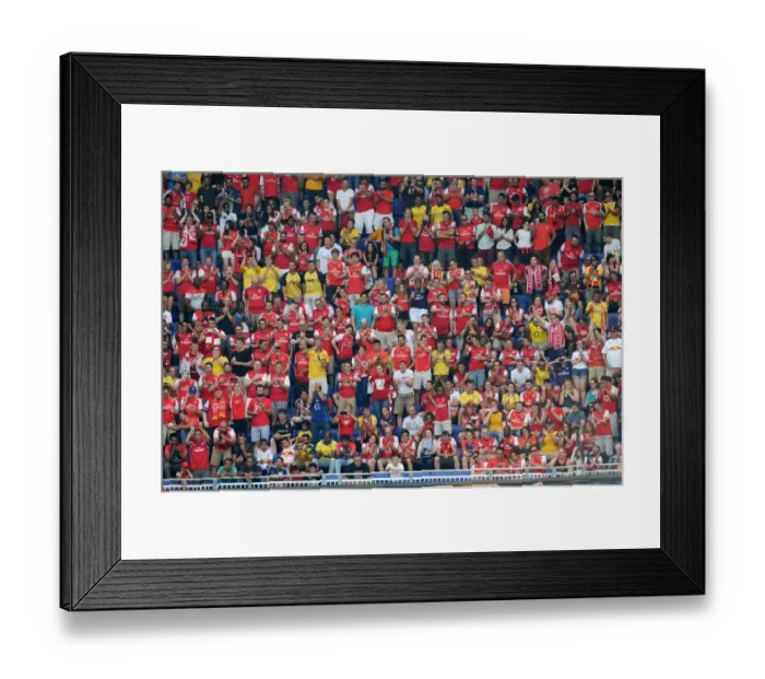 Framed Print : Arsenal Fans in Full Force: A Sea of Passion at the New York Red Bulls Pre-Season Match, 2014