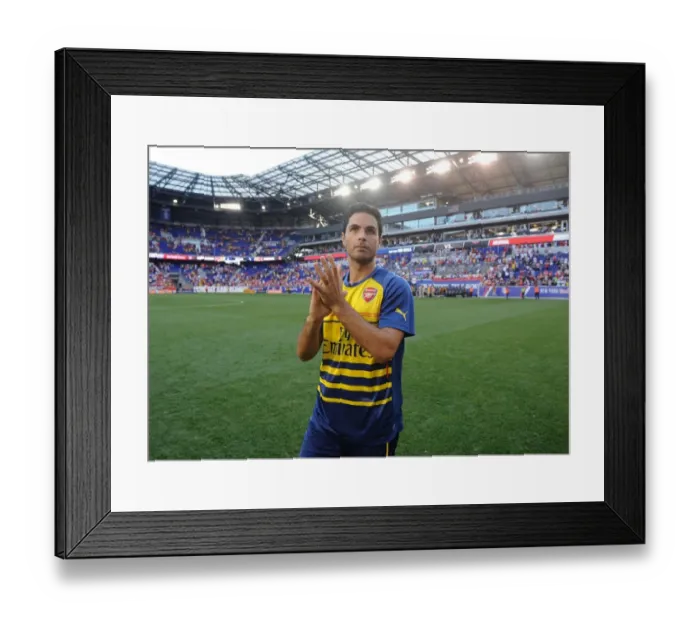 Framed Print : Mikel Arteta Applauds Arsenal Fans after New York Red Bulls Pre-Season Match, 2014