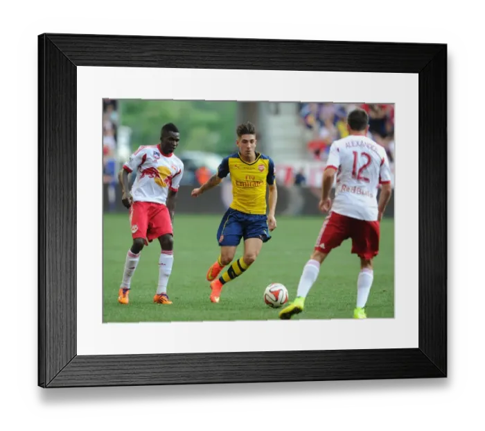 Framed Print : Hector Bellerin (Arsenal) Ambroise Oyongo and Eric Alexander (Red Bulls). New York Red Bulls 1