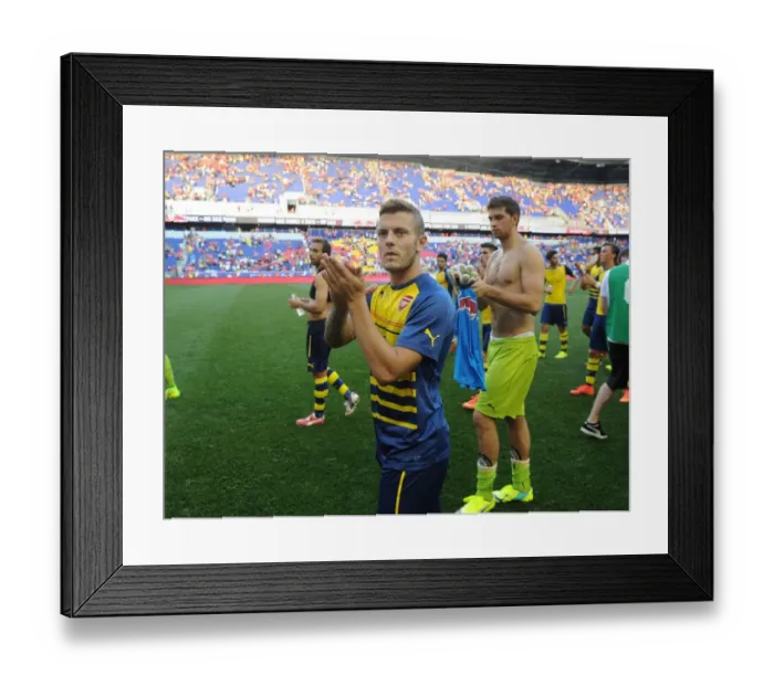 Framed Print : Jack Wilshere Applauds Arsenal Fans after New York Red Bulls Pre-Season Match, 2014