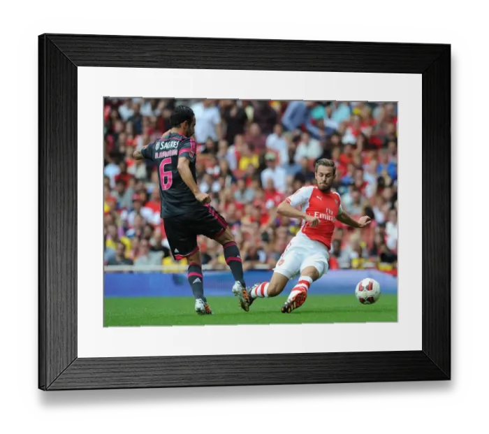 Framed Print : Aaron Ramsey (Arsenal) Ruben Amorim (Benfica). Arsenal 5: 1 Benfica. The Emirates Cup, Day 1