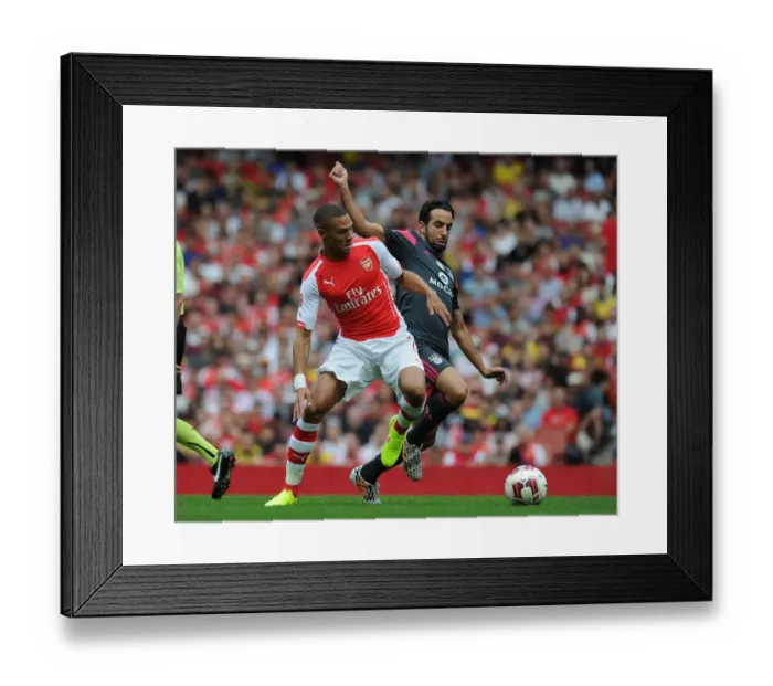 Framed Print : Arsenal's Kieran Gibbs Outmaneuvers Benfica's Ruben Amorim in Emirates Cup Clash Framed Print : Arsenal's Kieran Gibbs Outmaneuvers Benfica's Ruben Amorim in Emirates Cup Clash