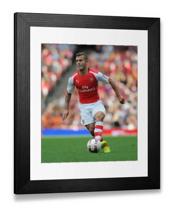 Framed Print : Jack Wilshere: In Action for Arsenal Against Benfica at Emirates Cup 2014