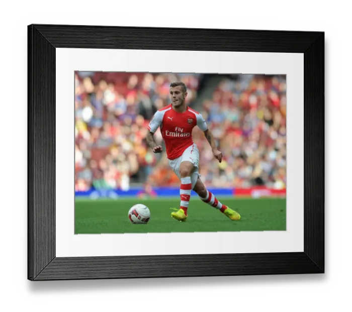 Framed Print : Jack Wilshere: Arsenal's Midfield Maestro in Action against Benfica at Emirates Cup 2014
