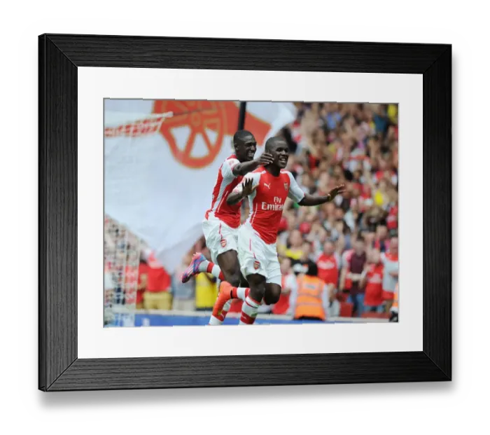 Framed Print : Celebrating Their Goals: Campbell and Sanogo Light Up Emirates Cup for Arsenal Framed Print : Celebrating Their Goals: Campbell and Sanogo Light Up Emirates Cup for Arsenal