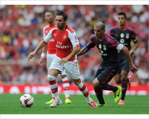 Santi Cazorla Outmaneuvers Maxi Pereira: Arsenal vs Benfica, Emirates Cup 2014
