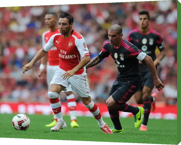 Santi Cazorla Outmaneuvers Maxi Pereira: Arsenal vs Benfica, Emirates Cup 2014