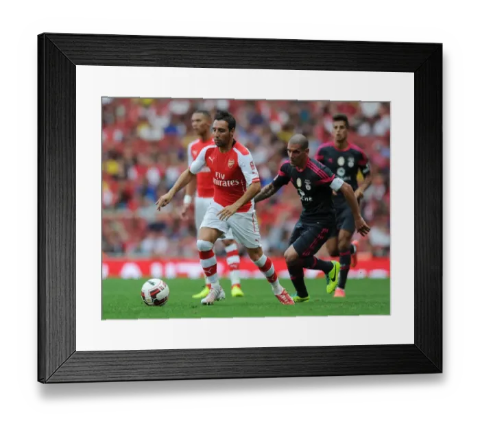 Framed Print : Santi Cazorla Outmaneuvers Maxi Pereira: Arsenal vs Benfica, Emirates Cup 2014