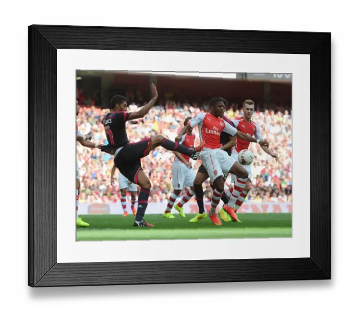 Framed Print : Clash at the Emirates: Akpom vs Cesar