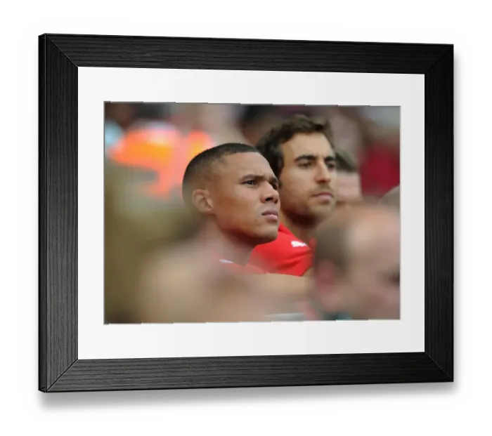 Framed Print : Arsenal's Kieran Gibbs Prepares for Arsenal v Benfica at Emirates Cup 2014-15